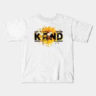 Be Kind Sunflower and Bee Motivational Message Kids T-Shirt